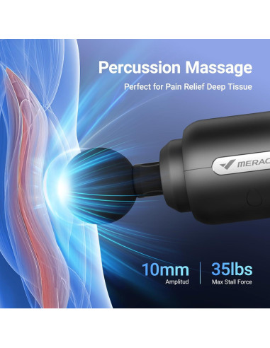 Pistola de Masaje MERACH M019, 6 Cabezas, Alivio Muscular