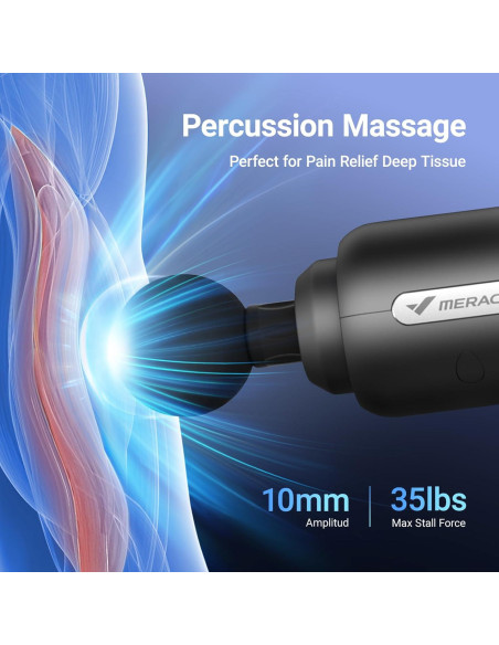 Pistola de Masaje MERACH M019, 6 Cabezas, Alivio Muscular