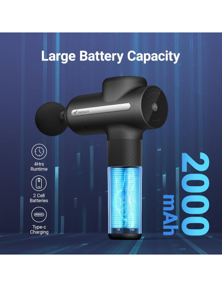 Pistola de Masaje MERACH M019, 6 Cabezas, Alivio Muscular