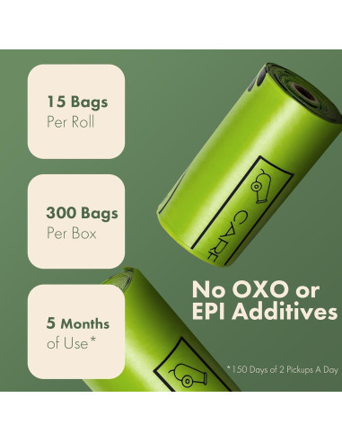 Bolsas Compostables para Perros y Gatos Carrywell 300 Unidades
