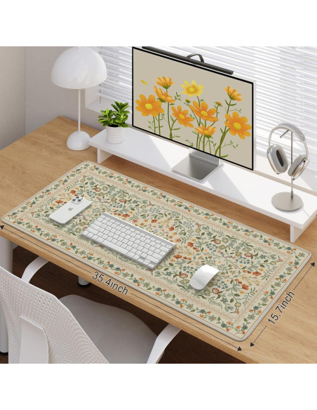 Alfombrilla de Escritorio Grande iCasso Beige 90x40 cm Antideslizante