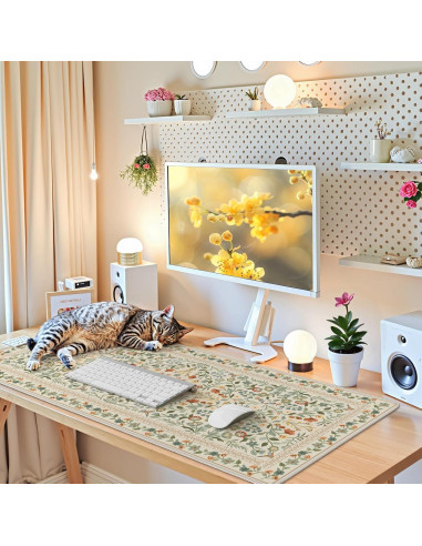 Alfombrilla de Escritorio Grande iCasso Beige 90x40 cm Antideslizante