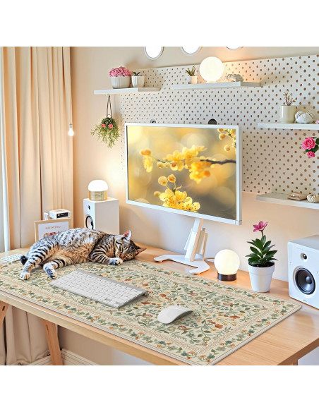 Alfombrilla de Escritorio Grande iCasso Beige 90x40 cm Antideslizante