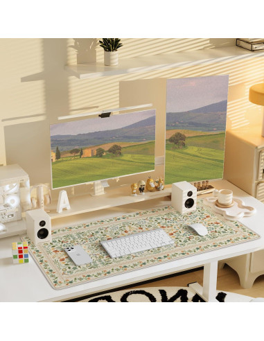 Alfombrilla de Escritorio Grande iCasso Beige 90x40 cm Antideslizante