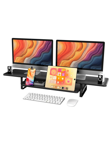 Soporte Doble Monitor ECO-WILL 2 Niveles Organizador Negro