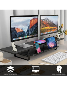 Soporte Doble Monitor ECO-WILL 2 Niveles Organizador Negro 2