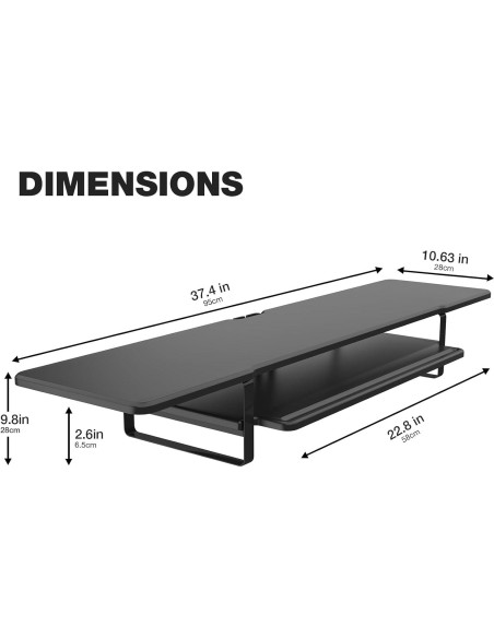 Soporte Doble Monitor ECO-WILL 2 Niveles Organizador Negro