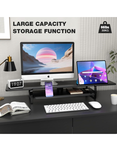 Soporte Doble Monitor ECO-WILL 2 Niveles Organizador Negro
