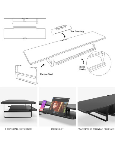 Soporte Doble Monitor ECO-WILL 2 Niveles Organizador Negro