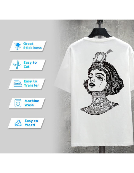 Vinilo de Transferencia Térmica YUITCE 33-Pack 30.48x25.4cm Negro