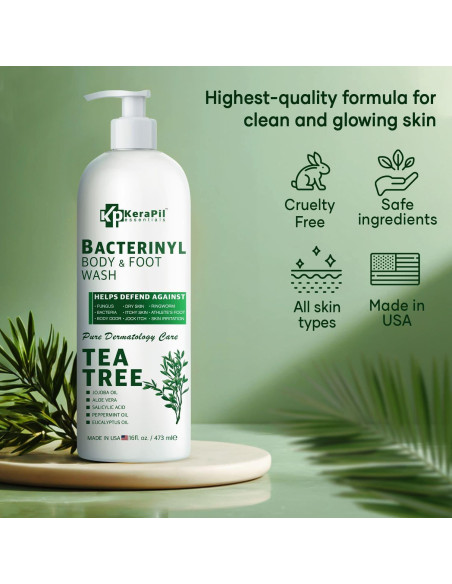 Jabón Corporal Antibacteriano KERAPIL 473ml x 2 - Árbol de Té