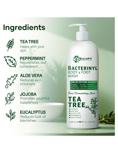 Jabón Corporal Antibacteriano KERAPIL 473ml x 2 - Árbol de Té