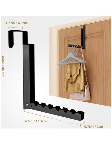 Perchero de Puerta Plegable ZMBESUP 6 Ganchos Negro