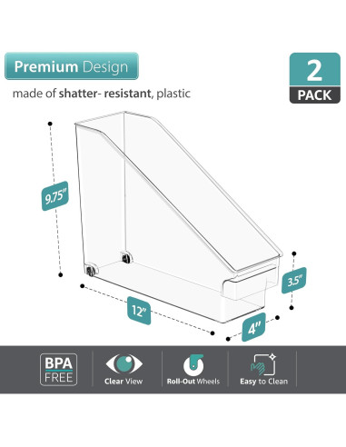 Contenedores de Almacenamiento Sorbus con Ruedas 30.5x10.2 cm