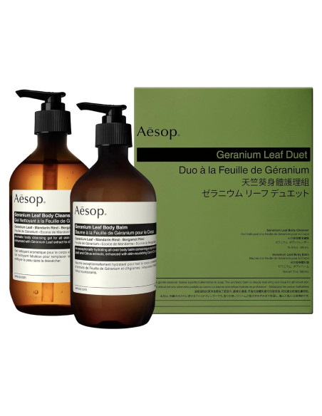 Dúo Gel Limpiador y Bálsamo Corporal Aesop Geranio 478ml + 467ml