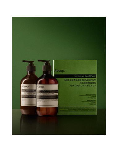 Dúo Gel Limpiador y Bálsamo Corporal Aesop Geranio 478ml + 467ml