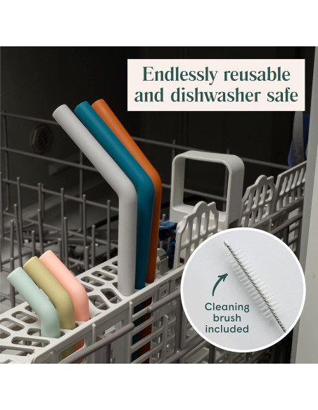 Popotes de Silicona Reutilizables Simka Rose - 6 Unidades 25.4 cm