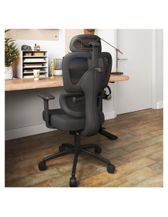 Silla de Oficina Ergonómica ZZH 8006BK con Soporte Lumbar y Reposacabezas