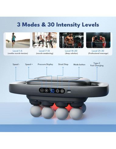 Pistola de Masaje VTT S6-8D 8 Cabezas Tejido Profundo