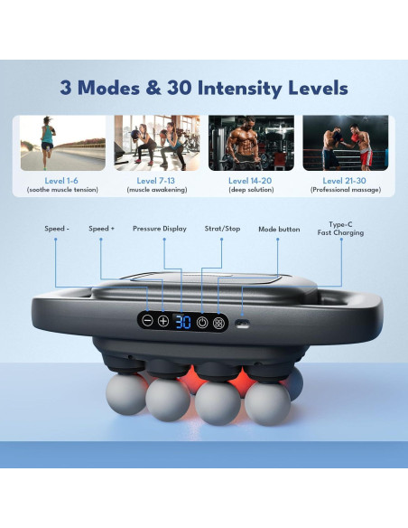 Pistola de Masaje VTT S6-8D 8 Cabezas Tejido Profundo