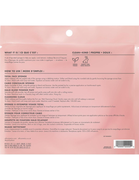 Set de 4 Esponjas de Maquillaje e.l.f. Veganas y Libres de Crueldad