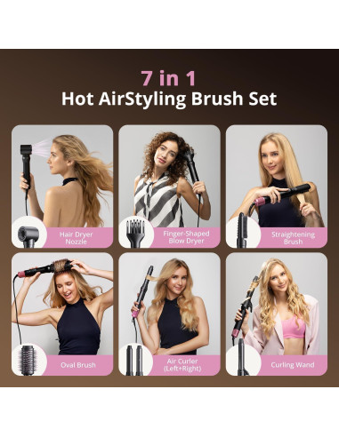 Secador y Estilizador de Cabello 7 en 1 CrazyMar Rosa