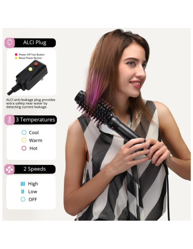 Secador y Estilizador de Cabello 7 en 1 CrazyMar Rosa