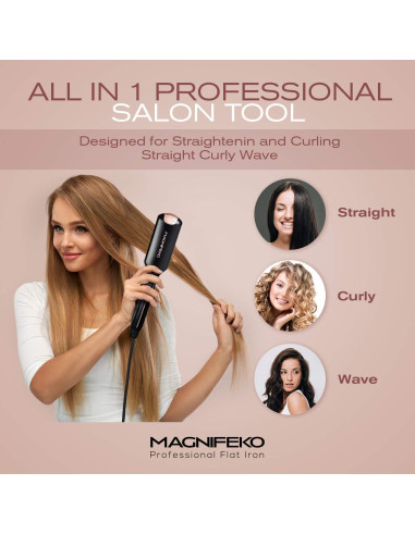 Plancha de Pelo Profesional Magnifeko Titanio Digital 10.16x4.06cm