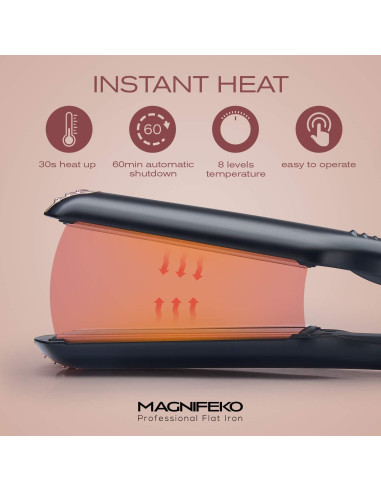 Plancha de Pelo Profesional Magnifeko Titanio Digital 10.16x4.06cm