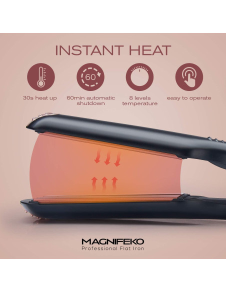 Plancha de Pelo Profesional Magnifeko Titanio Digital 10.16x4.06cm