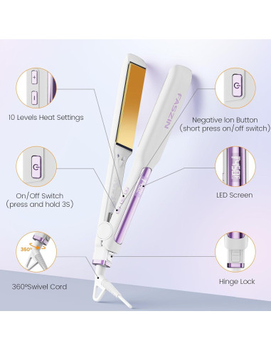 Plancha de Pelo Profesional Faszin FHS-M003 1.65" Titanio