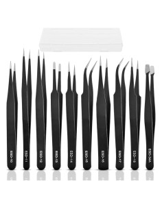 Juego de Pinzas de Precisión ESD XinYunfan 10 Piezas Acero Inoxidable