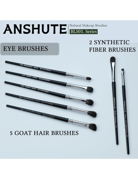 Juego de Brochas para Ojos Anshute 7 Piezas Cerdas Naturales