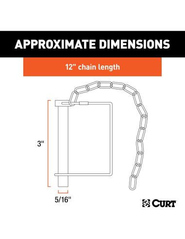 Pasador de Seguridad CURT 25035 con Cadena 30.48 cm Zinc