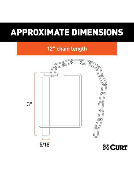Pasador de Seguridad CURT 25035 con Cadena 30.48 cm Zinc
