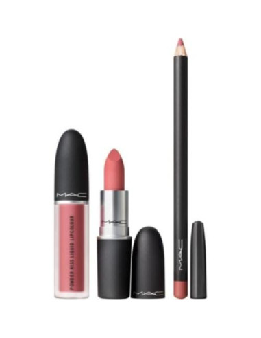 Kit de Labios M.A.C Powder Kiss - Rosa, 3 Piezas