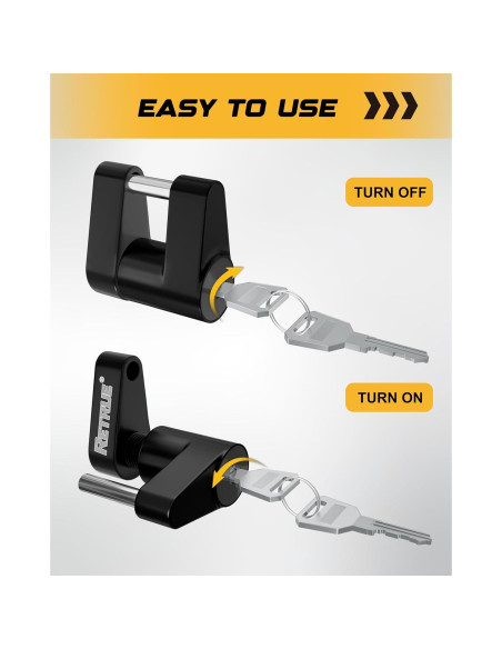 Cerradura de Acoplador de Remolque RETRUE, Alta Seguridad, Negro