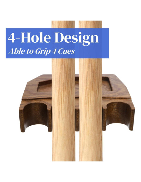 Soporte de Taco de Billar Eorbow de Madera Sapele 4 Agujeros