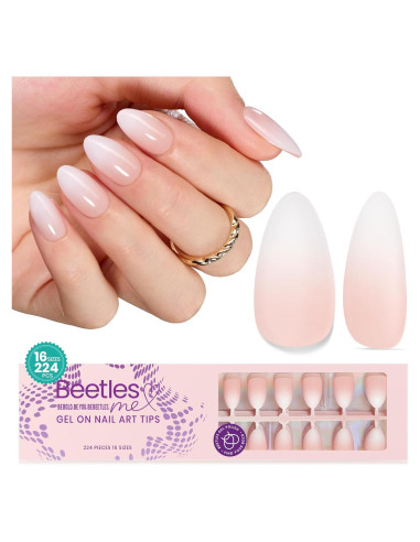 Uñas Postizas Cortas Almendra Ombre Beetles 224 Pcs