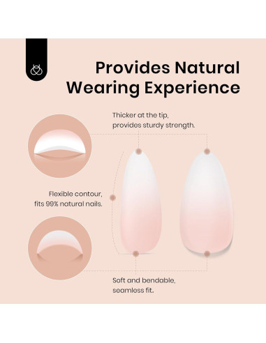 Uñas Postizas Cortas Almendra Ombre Beetles 224 Pcs