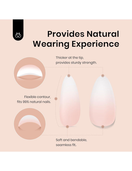 Uñas Postizas Cortas Almendra Ombre Beetles 224 Pcs