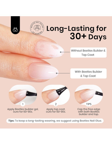 Uñas Postizas Cortas Almendra Ombre Beetles 224 Pcs