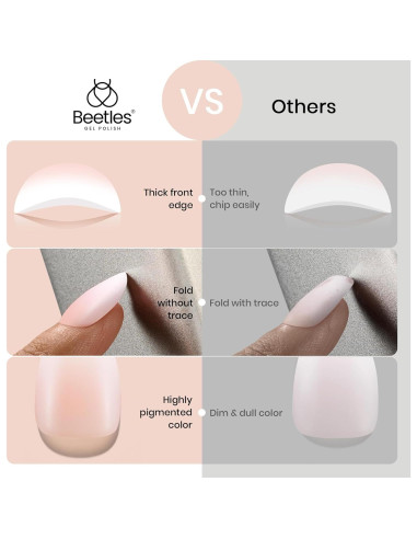 Uñas Postizas Cortas Almendra Ombre Beetles 224 Pcs