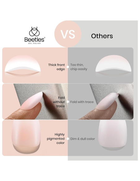 Uñas Postizas Cortas Almendra Ombre Beetles 224 Pcs