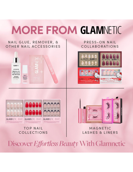 Glamnetic Uñas Postizas Almendra Corta Ojo de Gato Plateadas