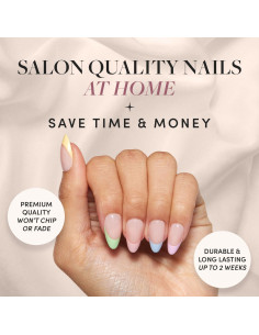 Glamnetic Uñas Postizas Cortas Almendra Pastel con Pegamento 2