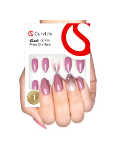 Uñas de Gel Curvlife con Punta Francesa Leopardo - 15 Tamaños