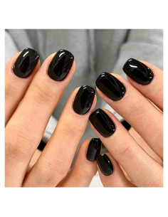 Uñas Postizas Cortas Cuadradas GLAMERMAID 24 PCS Gótico Negro