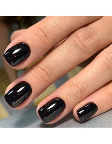 Uñas Postizas Cortas Cuadradas GLAMERMAID 24 PCS Gótico Negro