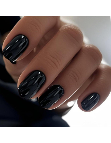 Uñas Postizas Cortas Cuadradas GLAMERMAID 24 PCS Gótico Negro
